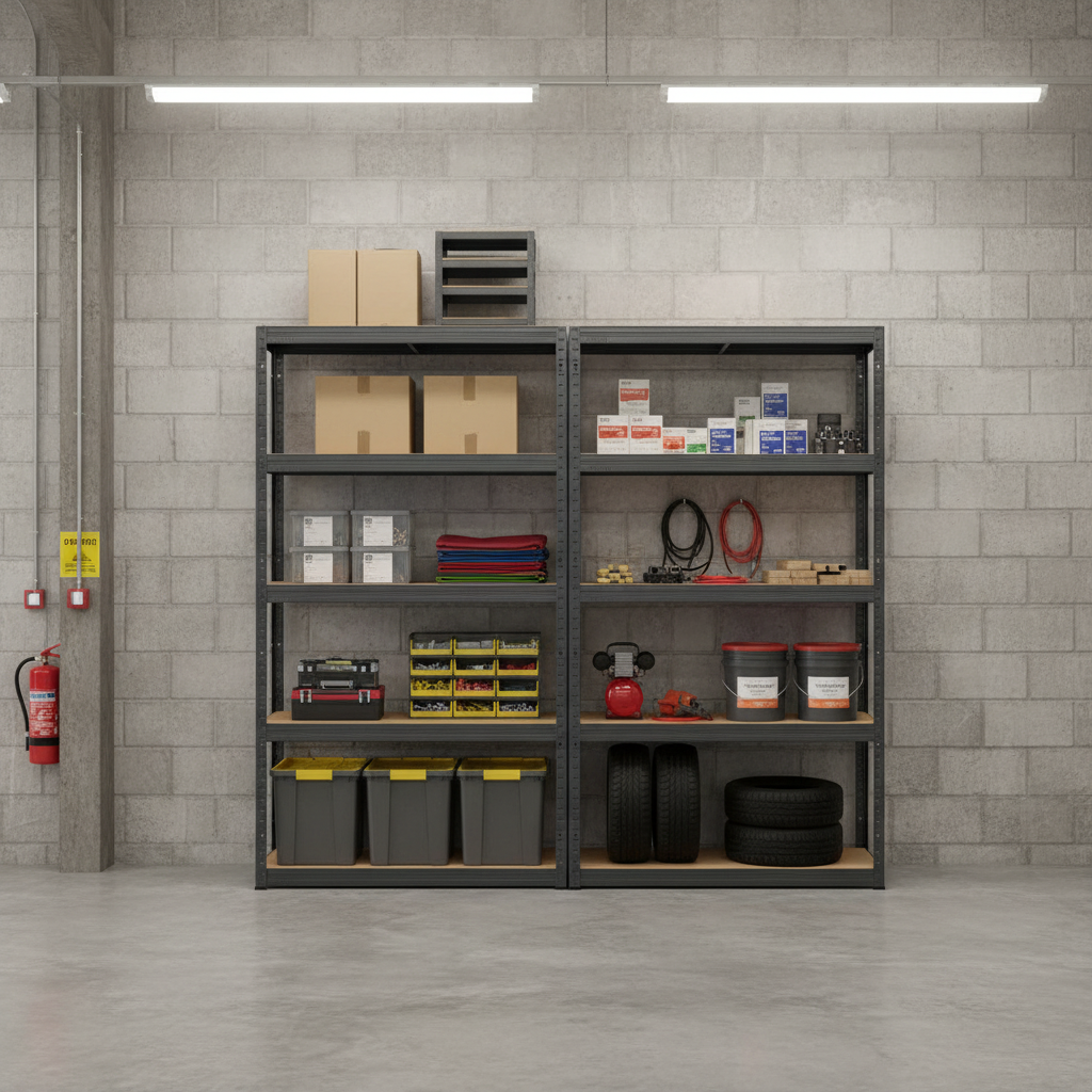Premium Heavy Duty Shelving Unit - 2130mm High - 200/280kg Capacity - Grey - Front view