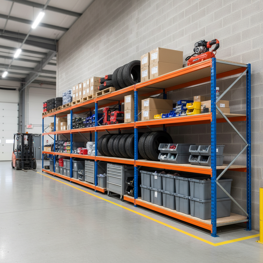 4x Premium Heavy Duty Garage Shelving - 2000mm High - 500kg Capacity - Front view
