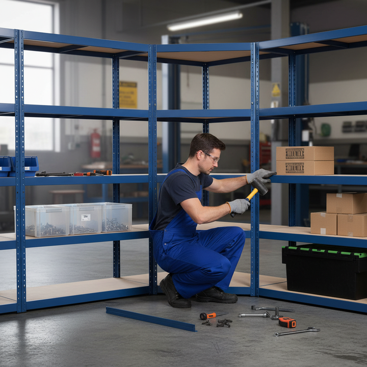 Heavy Duty Corner Garage Shelving Unit - 1800mm High - 250kg Capacity - Front view