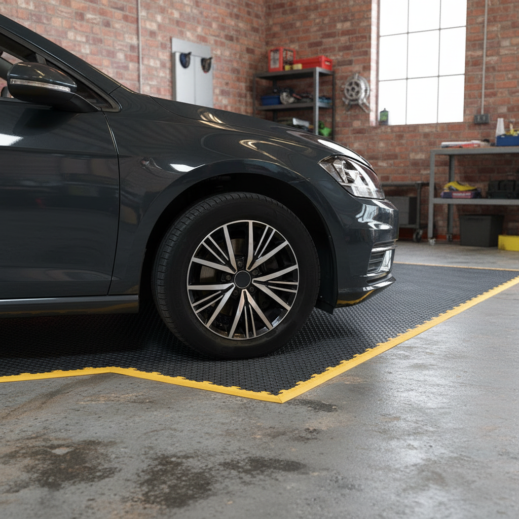Heavy Duty Garage Floor Tiles Kit with Checker Plate Surface - 72 or 144 Tiles - Side view
