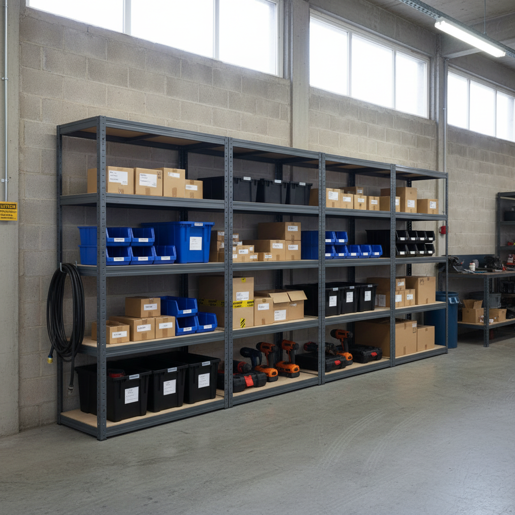 Heavy Duty Industrial Shelving Unit - 1800mm High - 200/280kg Capacity - Grey - Front view