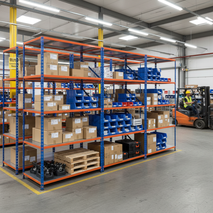 Premium Industrial Shelving Unit - 2440mm High - 200kg Capacity - Steel - Side view