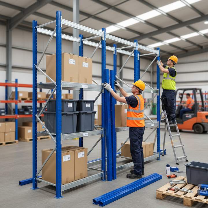 Pack of 8 Heavy Duty 900mm Uprights for Shelving Units - Side view