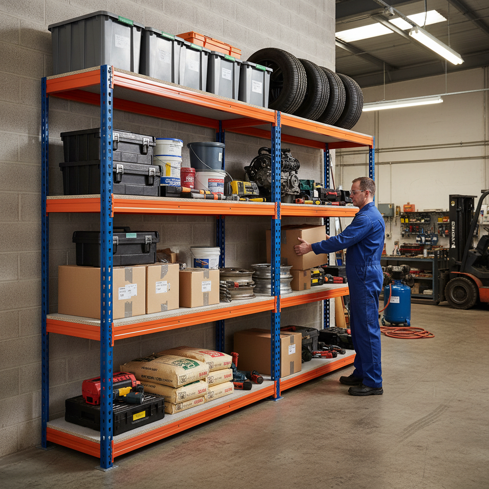 Premium Heavy Duty Garage Shelving - 1800mm High - 500kg Capacity - Side view