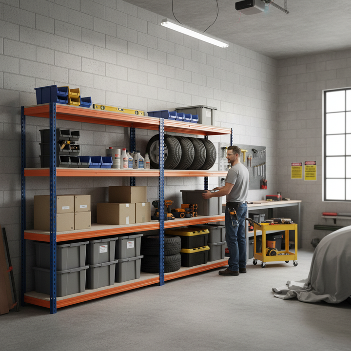 Heavy Duty Garage Shelving Unit - 1600mm High - 500kg Load Capacity - Front view