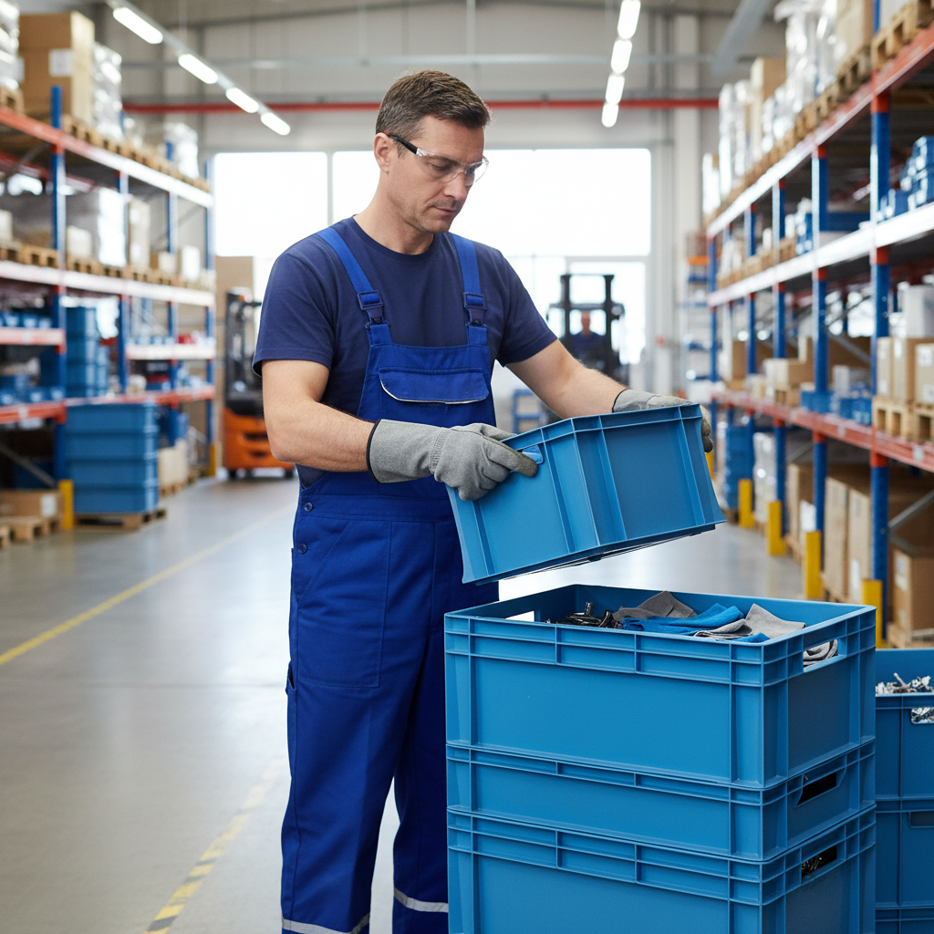 Premium Euro Containers - Blue - Robust and Stackable Design - Side view