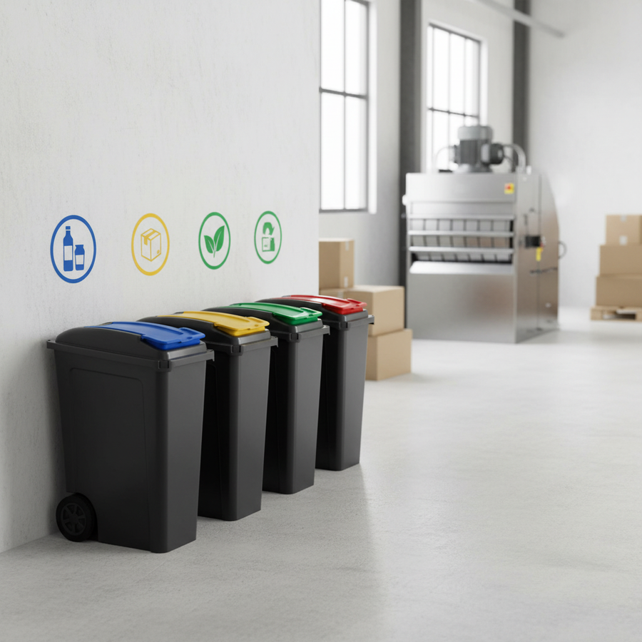 4x 25L Slimline Heavy Duty Recycling Bin with Flip Lid - Multi-Colour - Front view