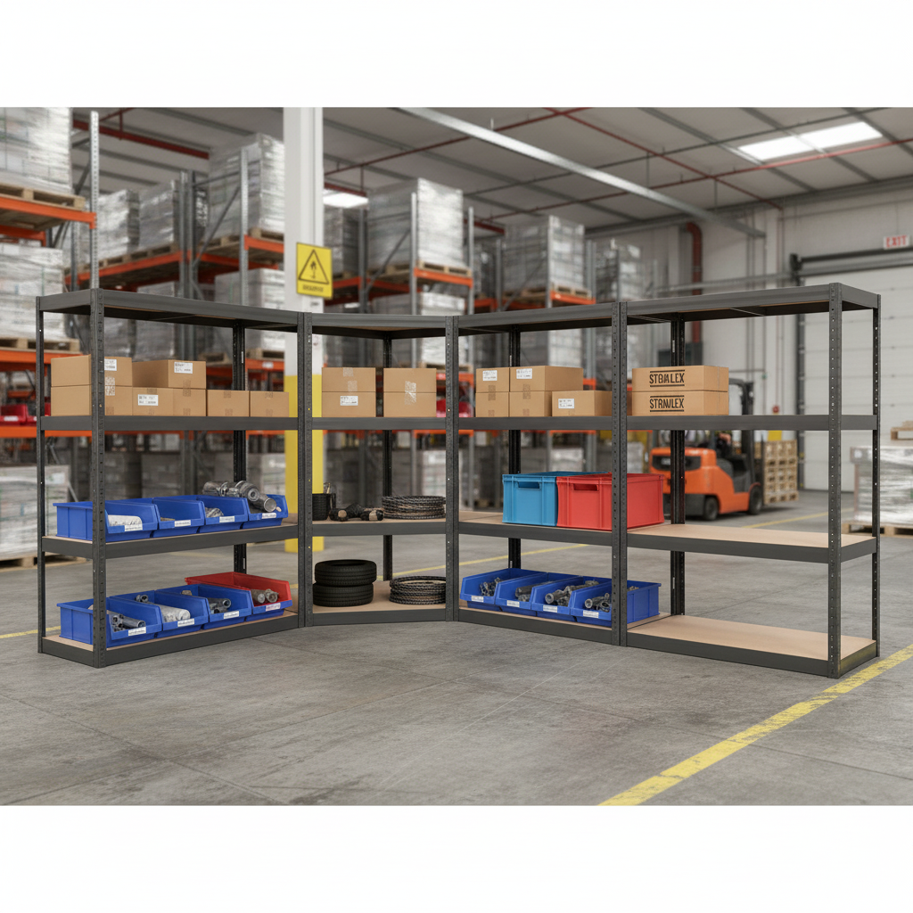Premium Corner Shelving Unit - 1600mm High - 200/280kg Capacity - Grey - Side view