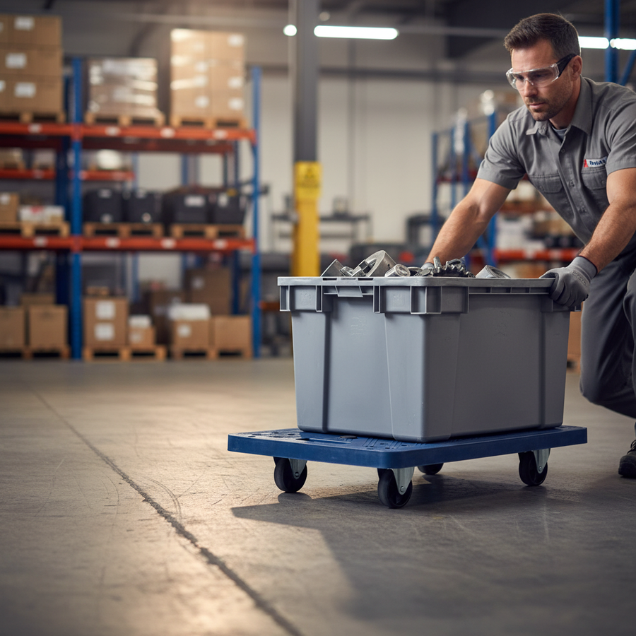 Heavy Duty Plastic Dolly with 100kg Capacity - Lightweight and Maneuverable - Front view