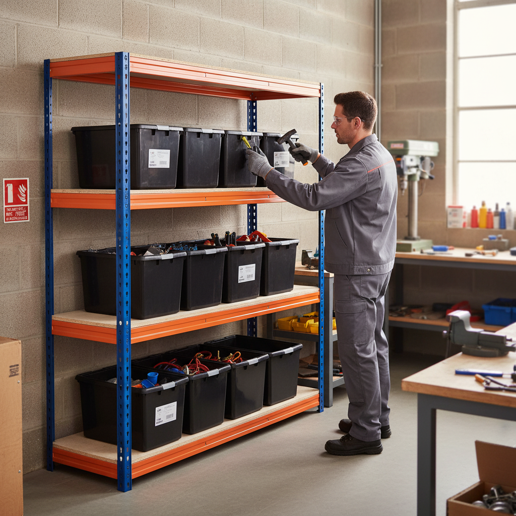 Heavy Duty Shelving Unit - 2200mm High with 8x 37L Storage Boxes - Front view