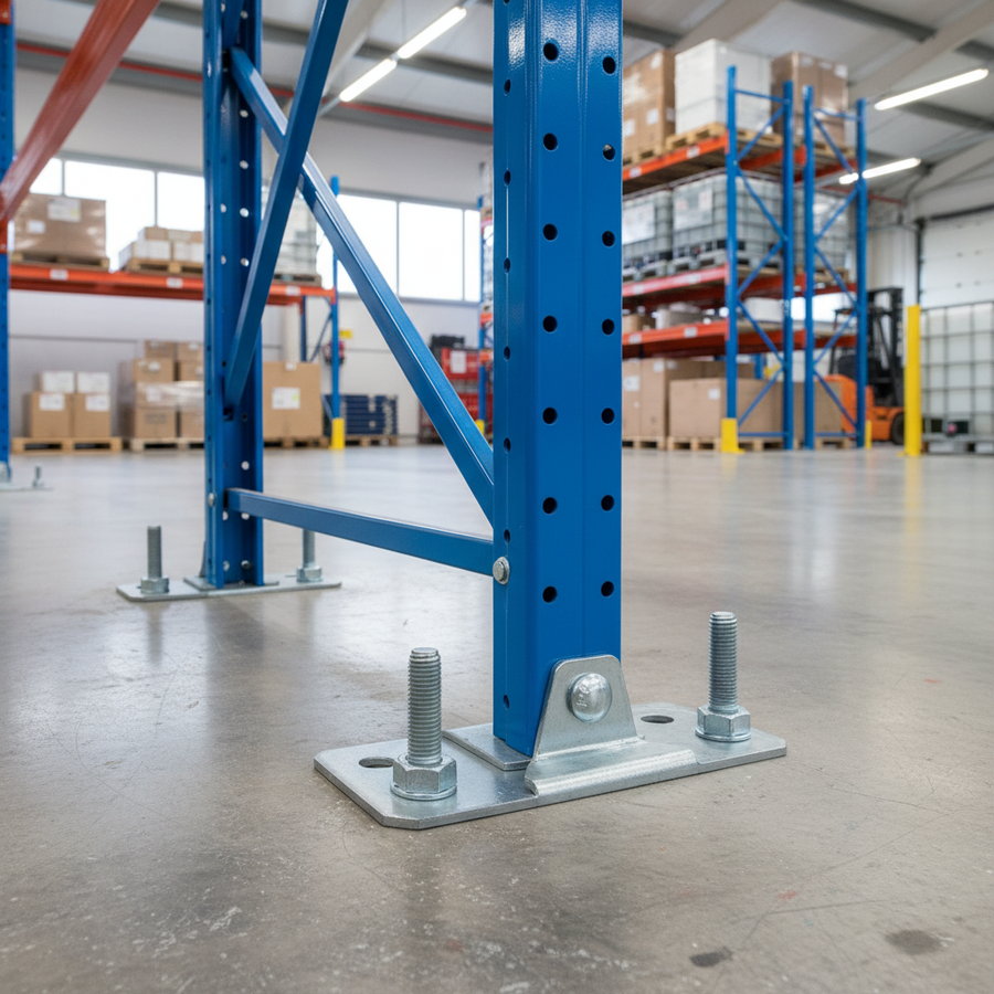 Pack of 4 Heavy Duty Single Steel Feet for Industrial Shelving - Front view