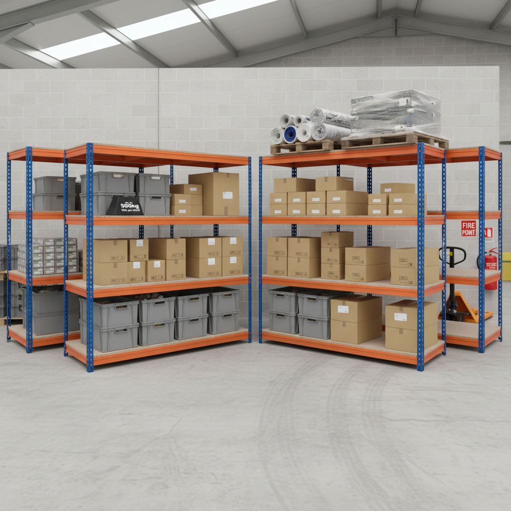 Premium Heavy Duty Industrial Shelving - 2200mm High - 500kg Capacity - Front view