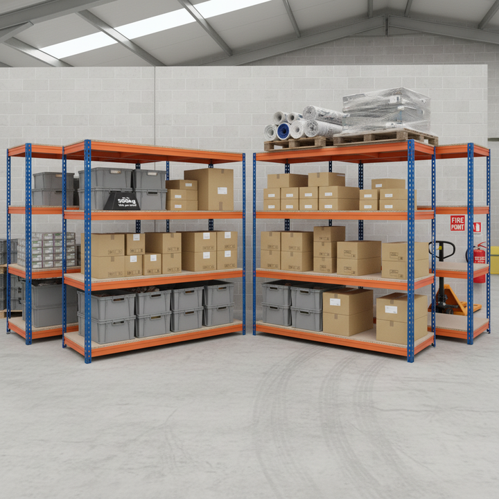 Premium Heavy Duty Industrial Shelving - 2200mm High - 500kg Capacity - Front view