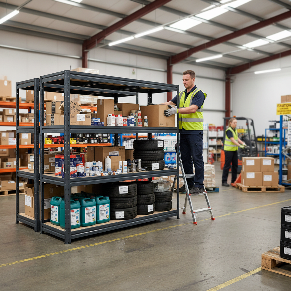 Heavy Duty Industrial Shelving - 1770mm High - Supports 600kg - Grey - Side view