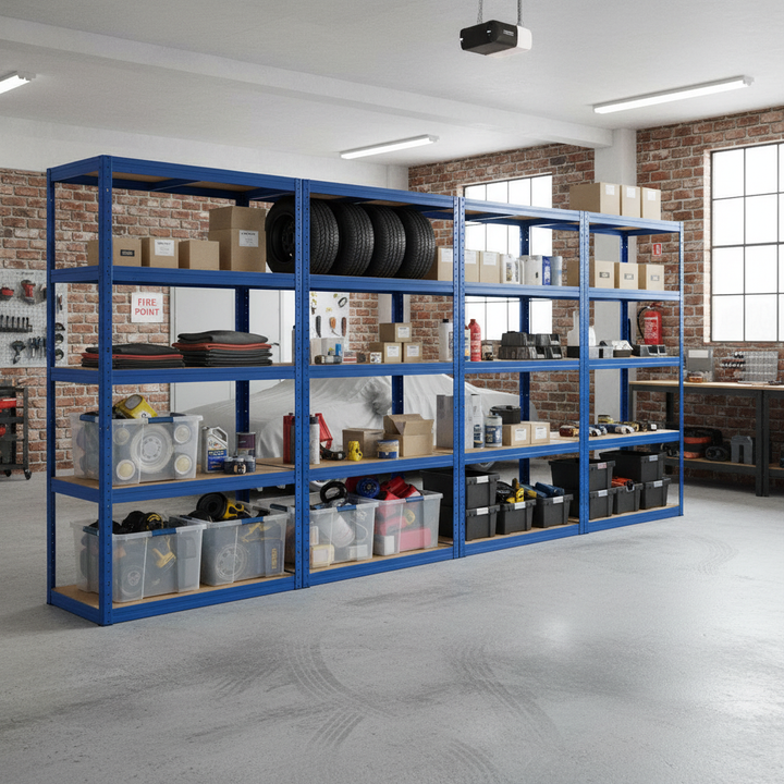 Premium Garage Shelving Units - 2130mm High - Heavy Duty Storage - Front view
