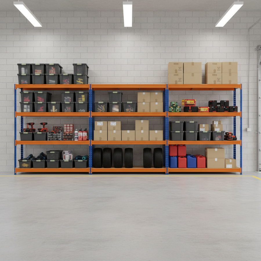 Premium Heavy Duty Garage Shelving - 1770mm High - 600kg Load Capacity - Adjustable - Front view
