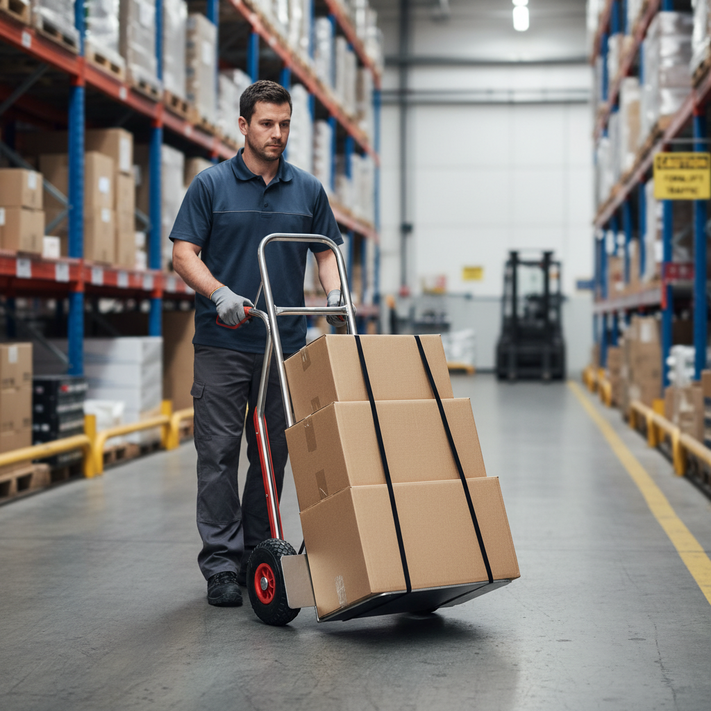 Heavy Duty Aluminium Dual Handle Sack Truck - 150kg Capacity - Side view