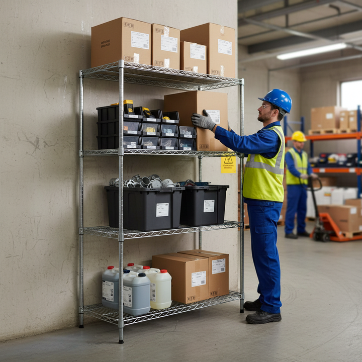 Premium Chrome Wire Shelving Extension Bay - 1820mm High - 300kg Capacity - Side view