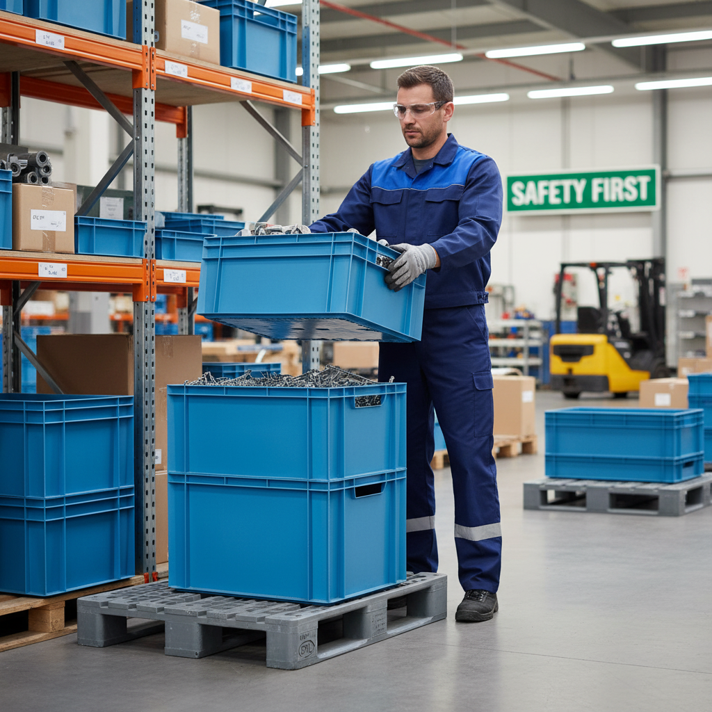 Premium Euro Containers - Blue - Robust and Stackable Design - Front view