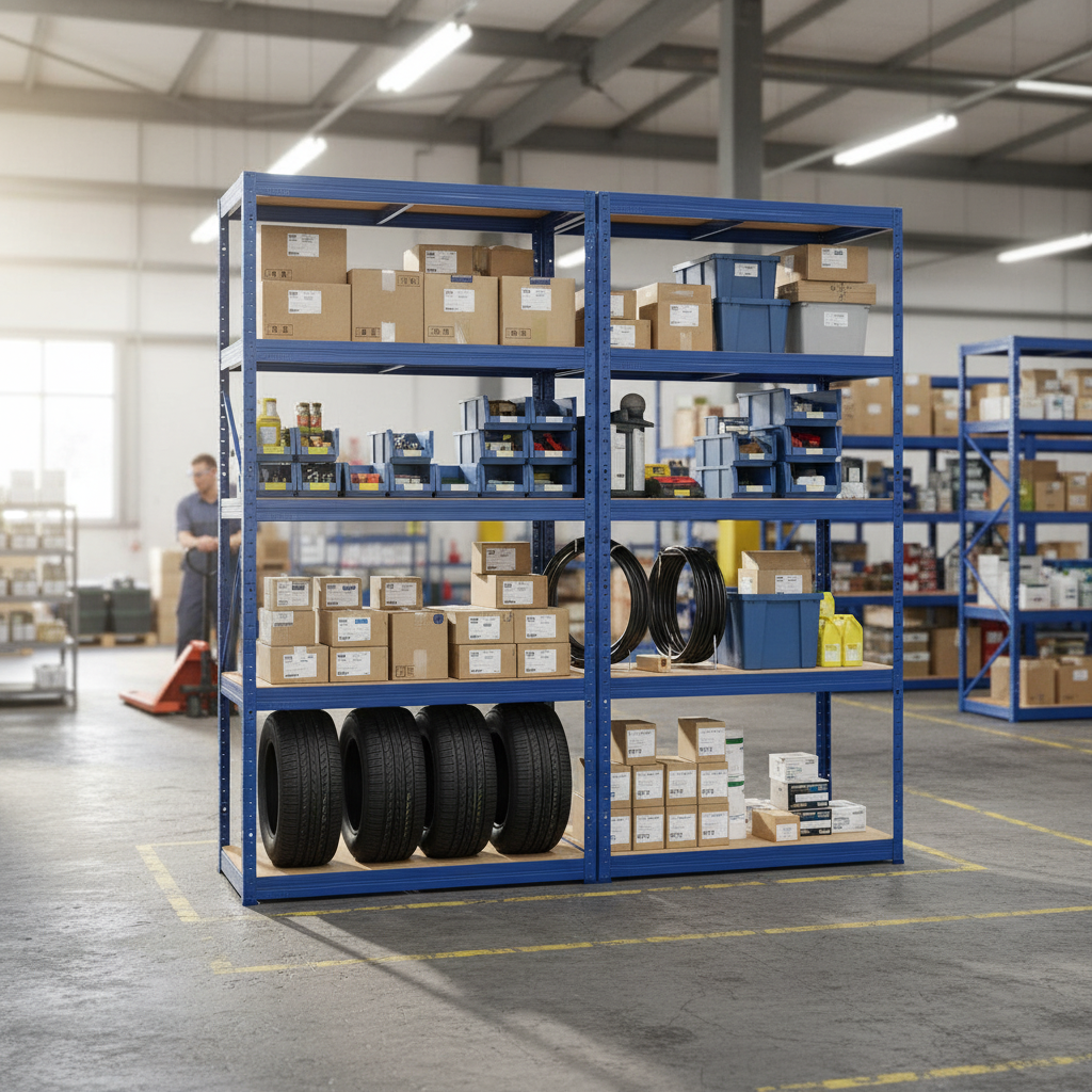 Premium Industrial Shelving - 1800mm High - 200/280kg Capacity - Blue - Side view
