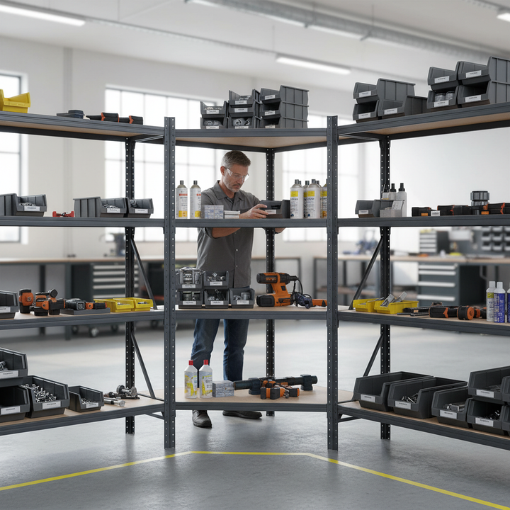 2x Additional Heavy Duty Shelves for Corner Shelving Units - Grey - Side view