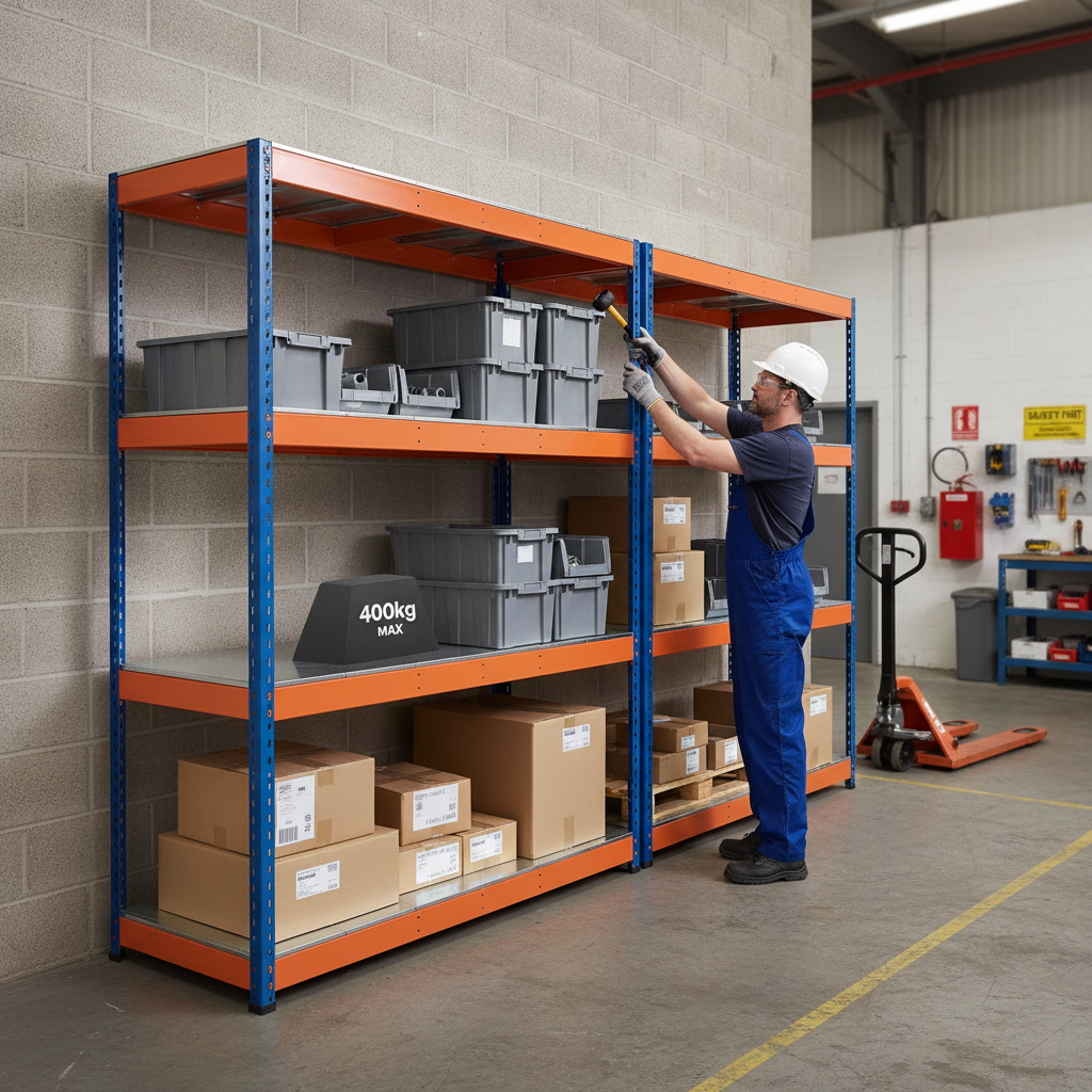 Premium Heavy Duty Industrial Shelving - 1677mm High - 400kg Capacity - Steel - Front view