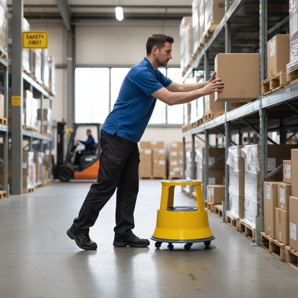 Heavy Duty Steel Kick Step with Anti-Slip Treads - 150kg Load Capacity - Side view