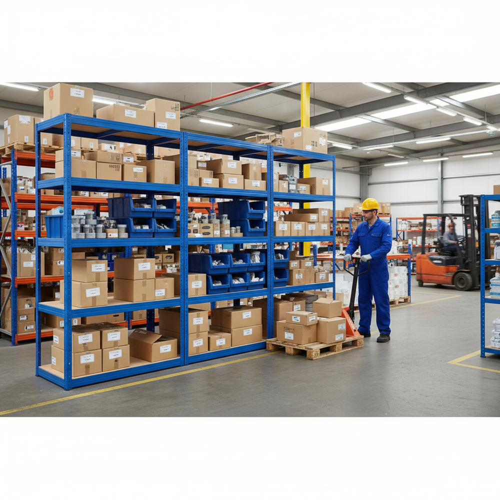 Premium Heavy Duty Shelving Units - 2130mm High - 200/280kg Capacity - Pack of 4 - Side view