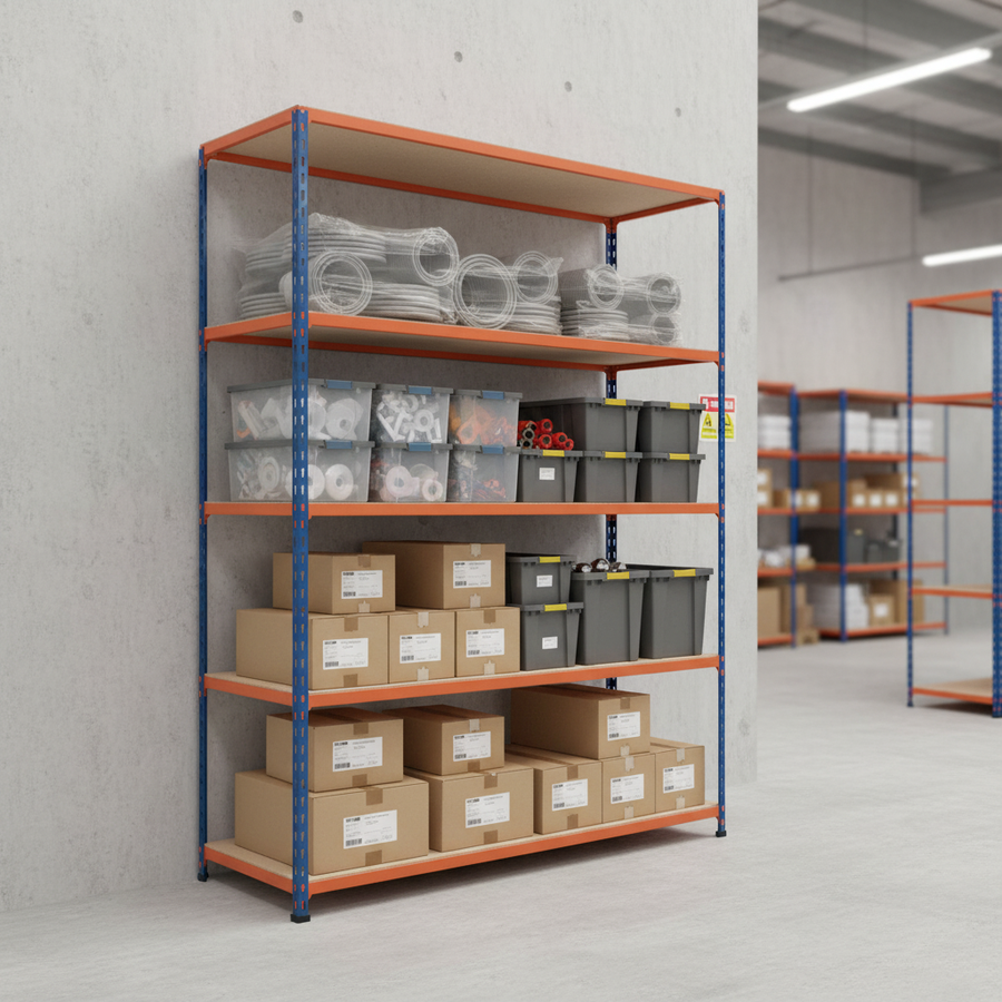Heavy Duty Industrial Shelving - 2440mm High - 340kg Capacity - Chipboard - Front view