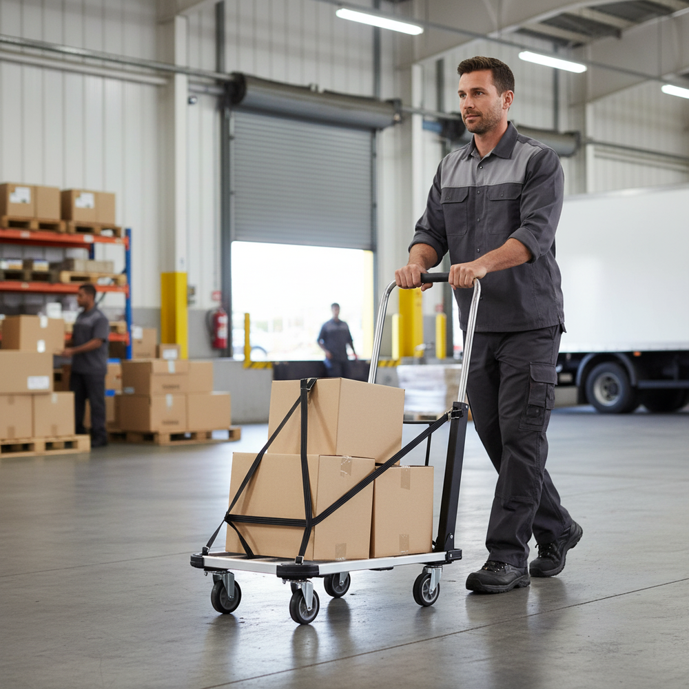 Heavy Duty Extendable Folding Trolley - 100kg Capacity - Side view
