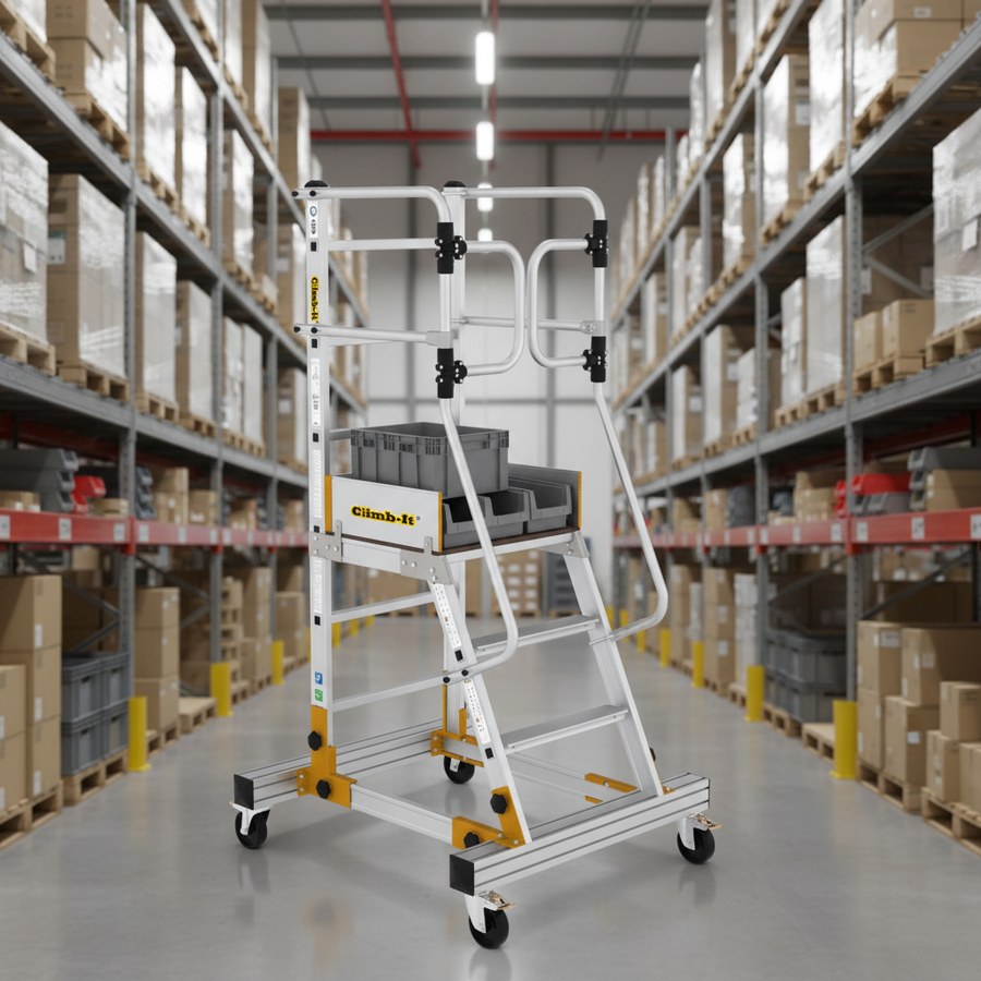 Premium Mobile Steps with Safety Gate for Secure Access - Front view